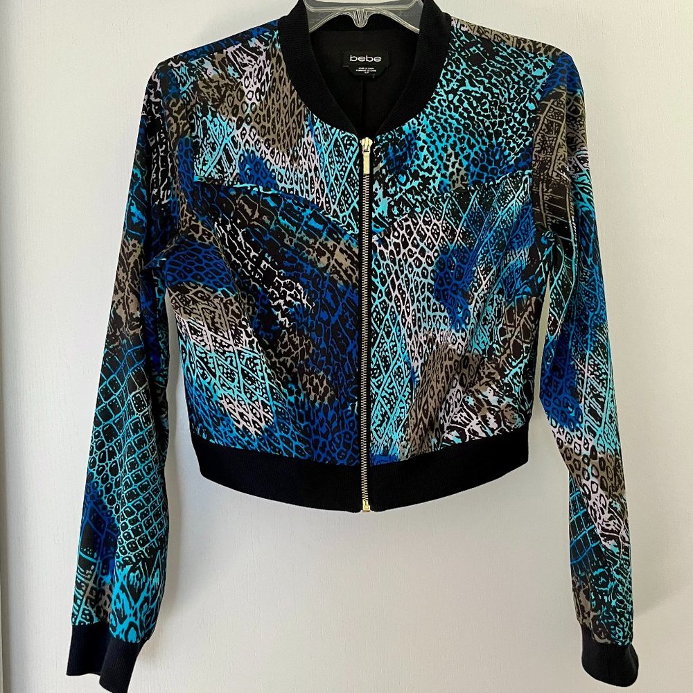 bebe Animal Print Bomber Jacket
